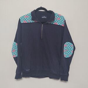 Simply Southern Womens Small Navy Teal Quarter Zip Pullover Preppy Coastal